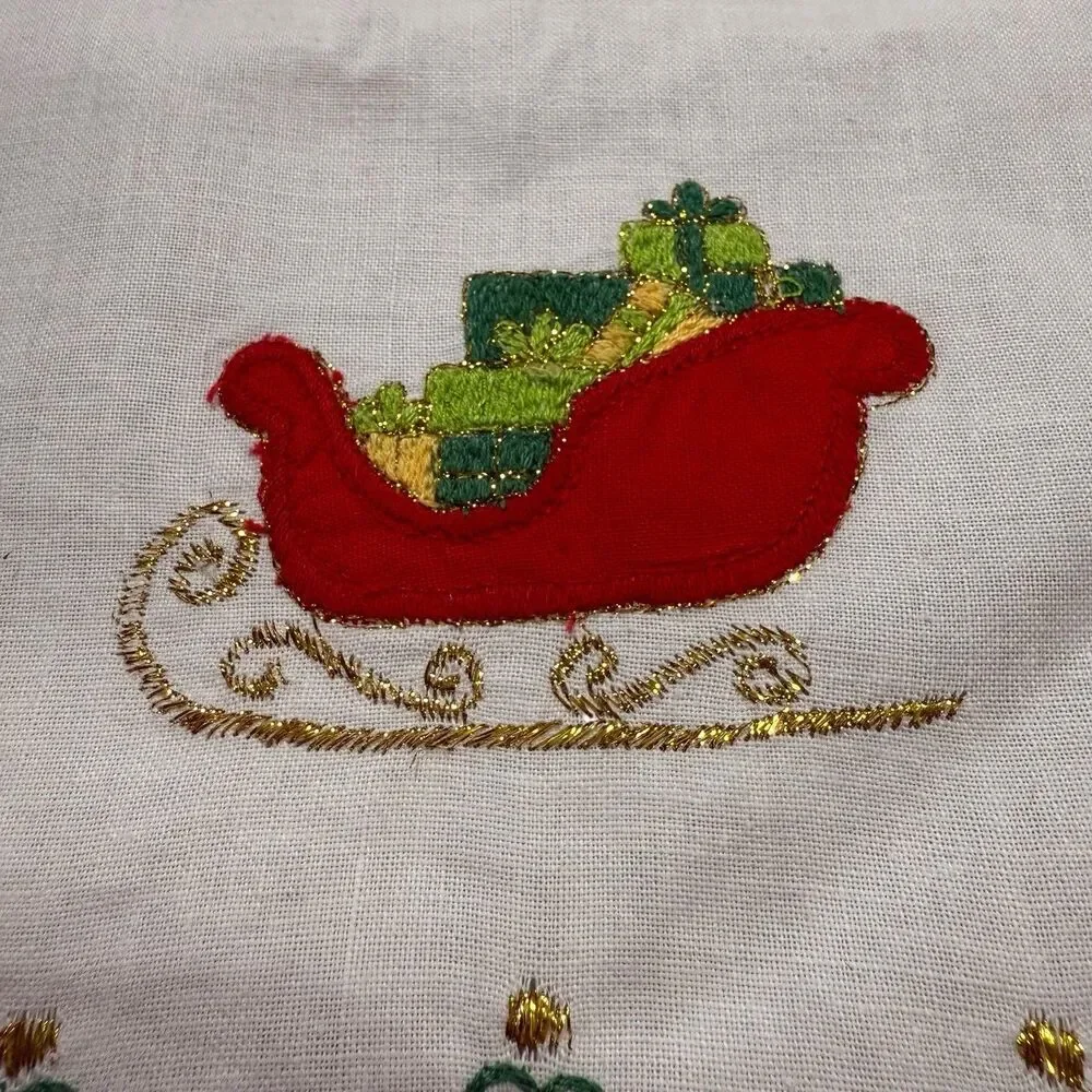 Vintage Lillian Vernon Christmas Tree Applique Tea Towels Set of 2 Guest Hand